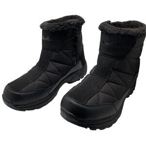Silentcare Womens Black Winter Snow Boots With Faux Fur Lining Side Zipper & Ant